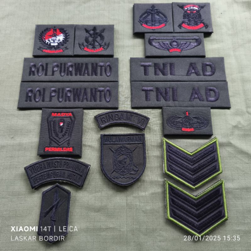 ( PENGERAS MIKA ) PAPAN NAMA ATRIBUT BORDIR TNI AD MALVINAS FULL SET - PENGERAS MIKA
