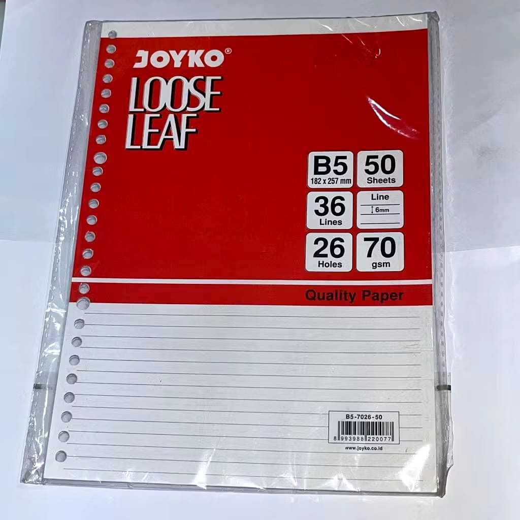 

Joyko Loose Leaf B5 Binder Paper, 50 Sheets