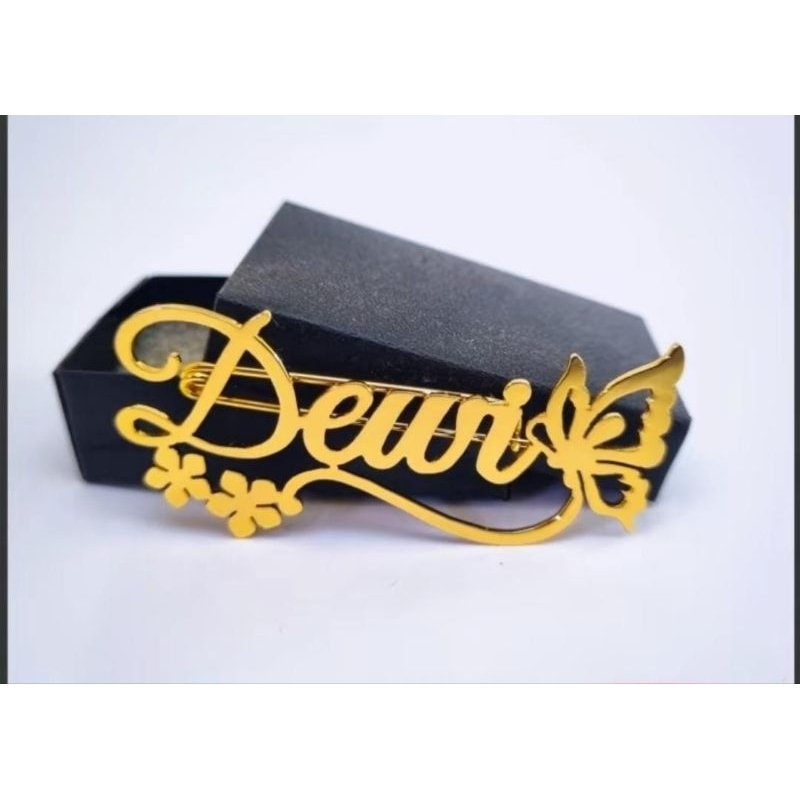 Bros custom nama titanium lapis emas (free 1 cincin)