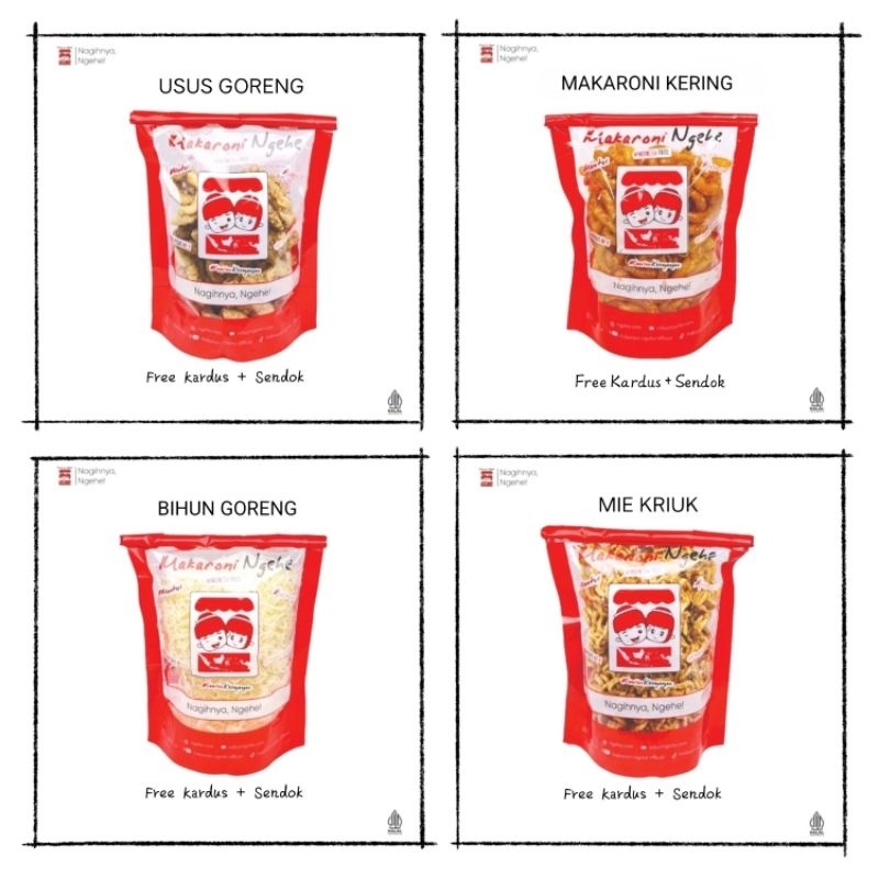 

MAKARONI KERING, MIE KRIUK, BIHUN GORENG, USUS GORENG NGEHE KEMASAN BUNGKUS