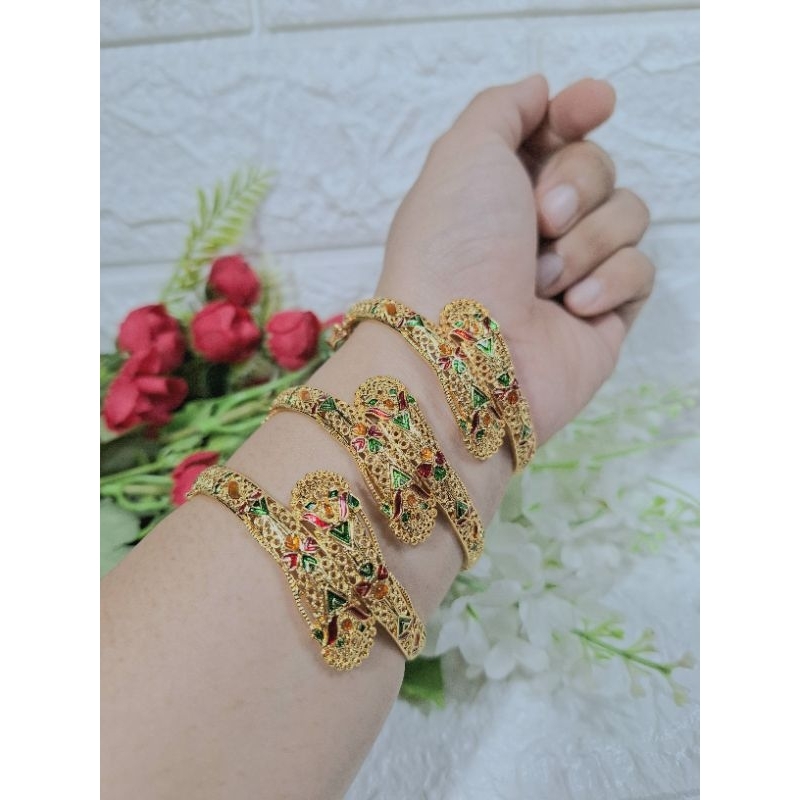 Gelang kroncong tinju lapis emas premium