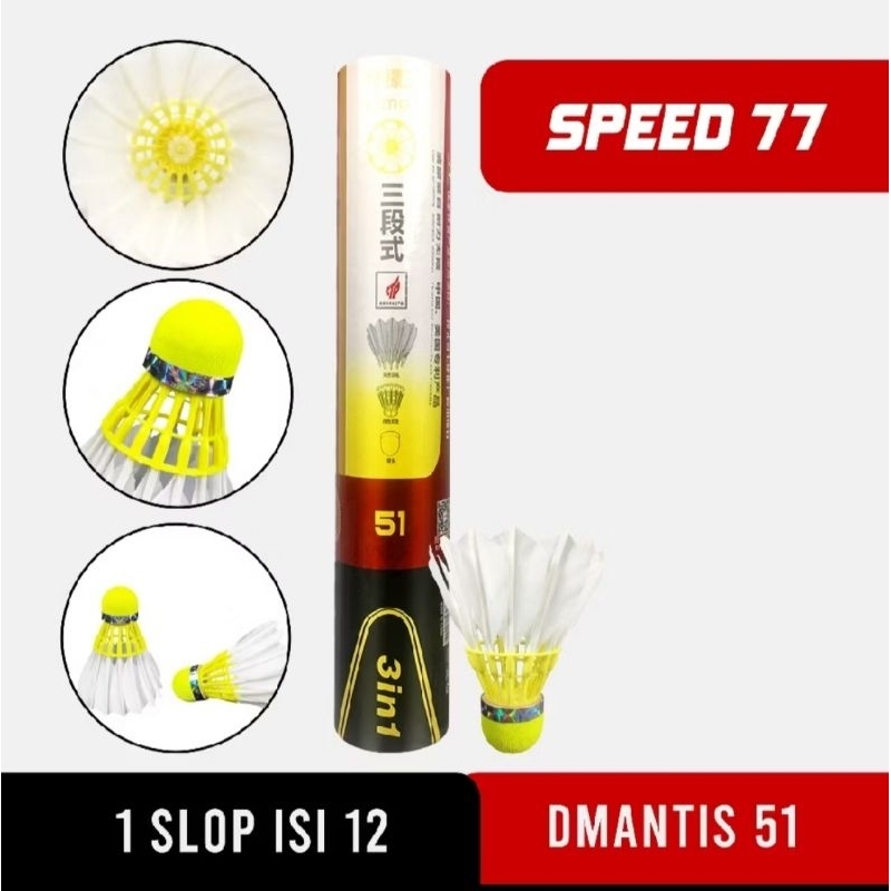 Shuttlecock 3 in 1 Impor Dmantis D51 Cock Bulutangkis Badminton