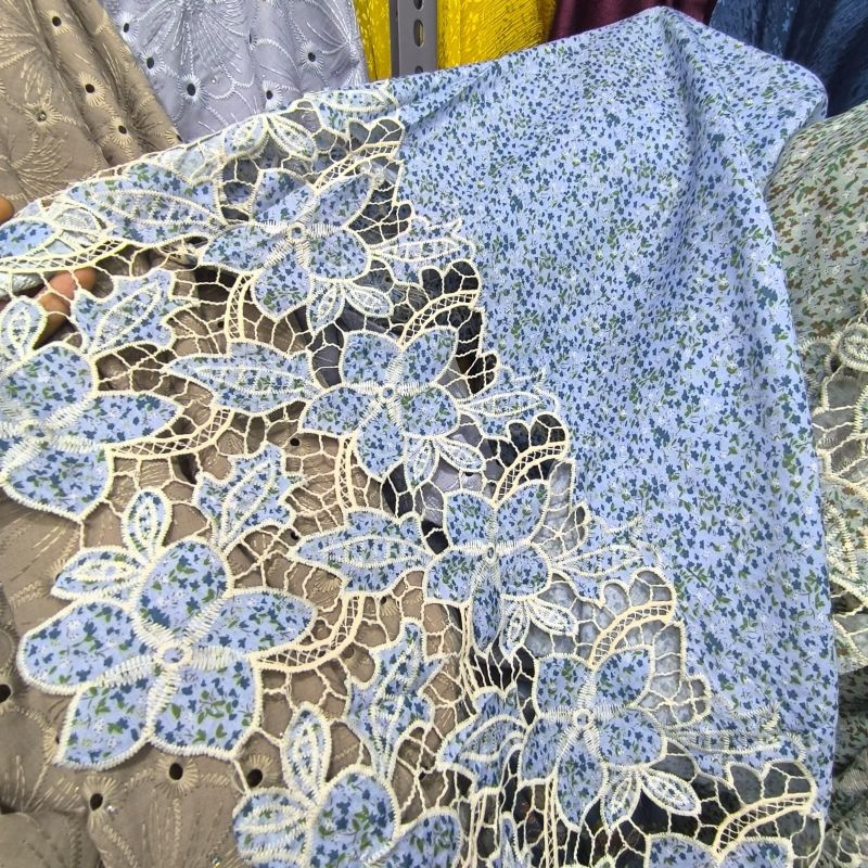 Bahan Kain katun Bordir prada Pinggiran Prada