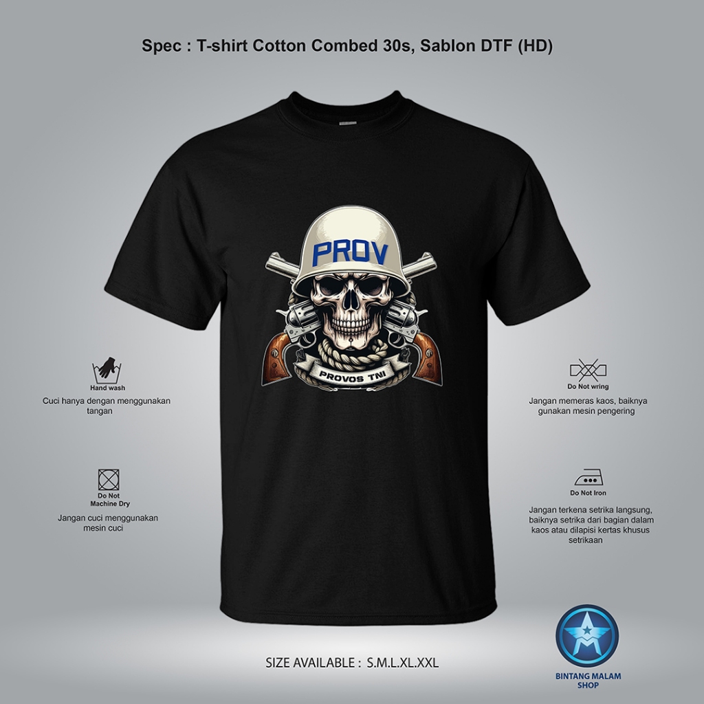 Kaos PROVOS TNI Cotton Combed 30S Kualitas Distro