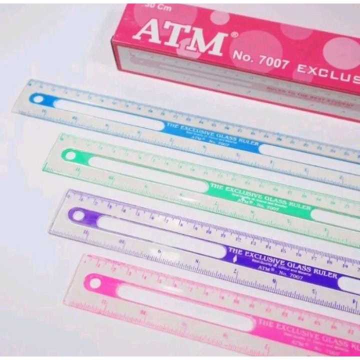 

Penggaris ATM 30 Cm Plastik Mika Isi 1 Box 24 Pcs / Penggaris ATM Bening Murah