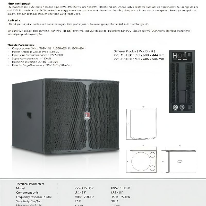 SPEAKER SUBWOOFER AKTIF PASLINE PVS-115DSP