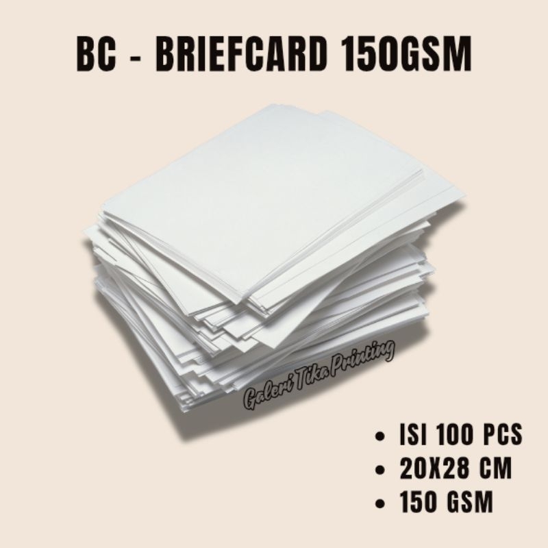 

KERTAS KARTON BRIEFCARD BC PUTIH POLOS 150GSM SIZE 20X28CM ISI 100 LEMBAR