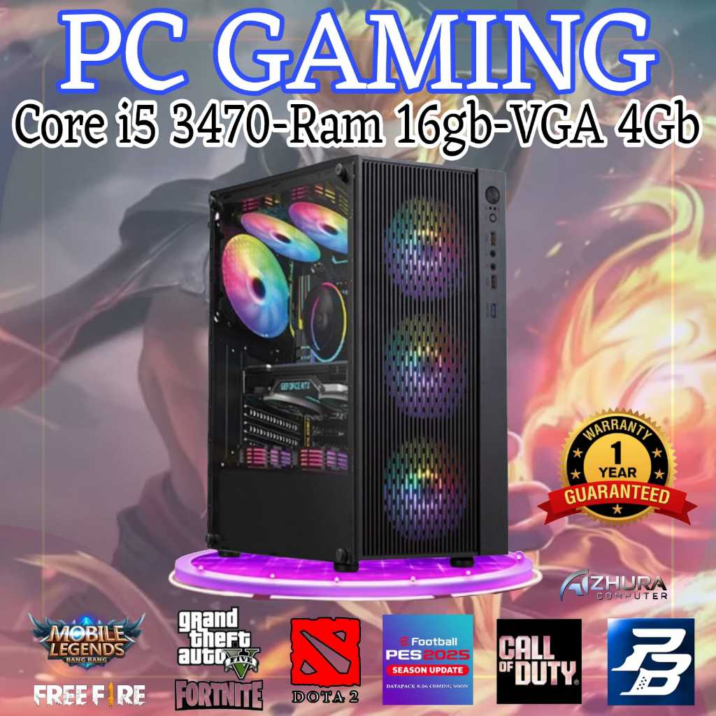 PC GAMING EDITING CORE I5 3470 RAM 16GB VGA 4GB COCOK UNTUK LIVE STREAMING NEW