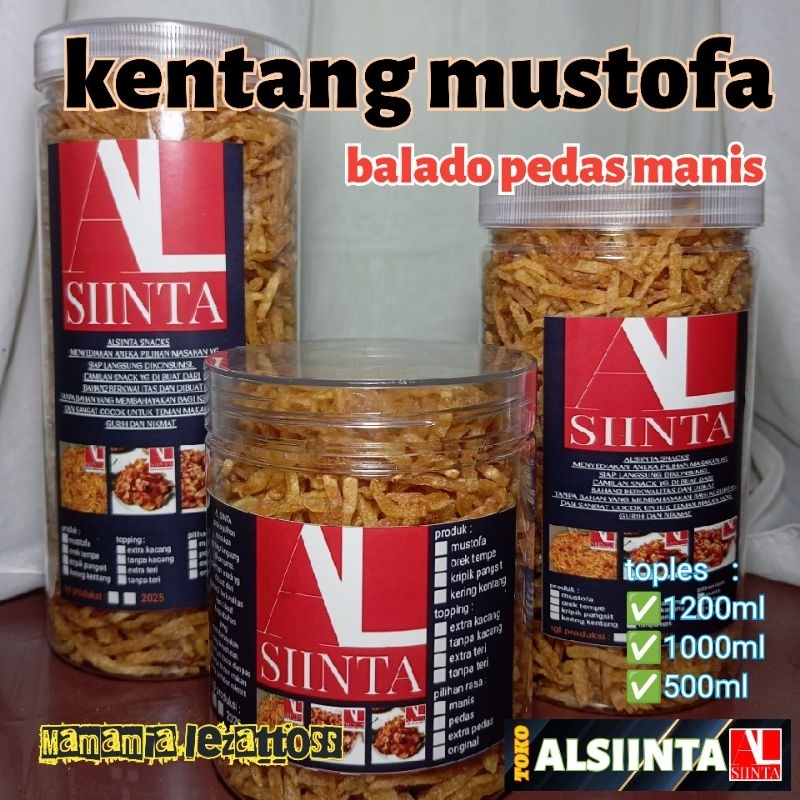 

Kentang mustofa kemasan toples 1200ml | bumbu balado pedas manis - gurih dan nikmat