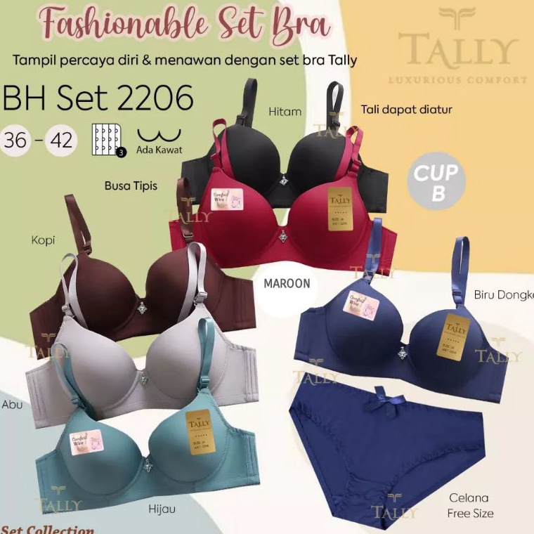KODE C96L TALLY BRA 226 BH SET CD CELANA DALAM I CUP B BESAR I 34 CUP I ADA KAWAT I BUSA TIPIS I SIZ