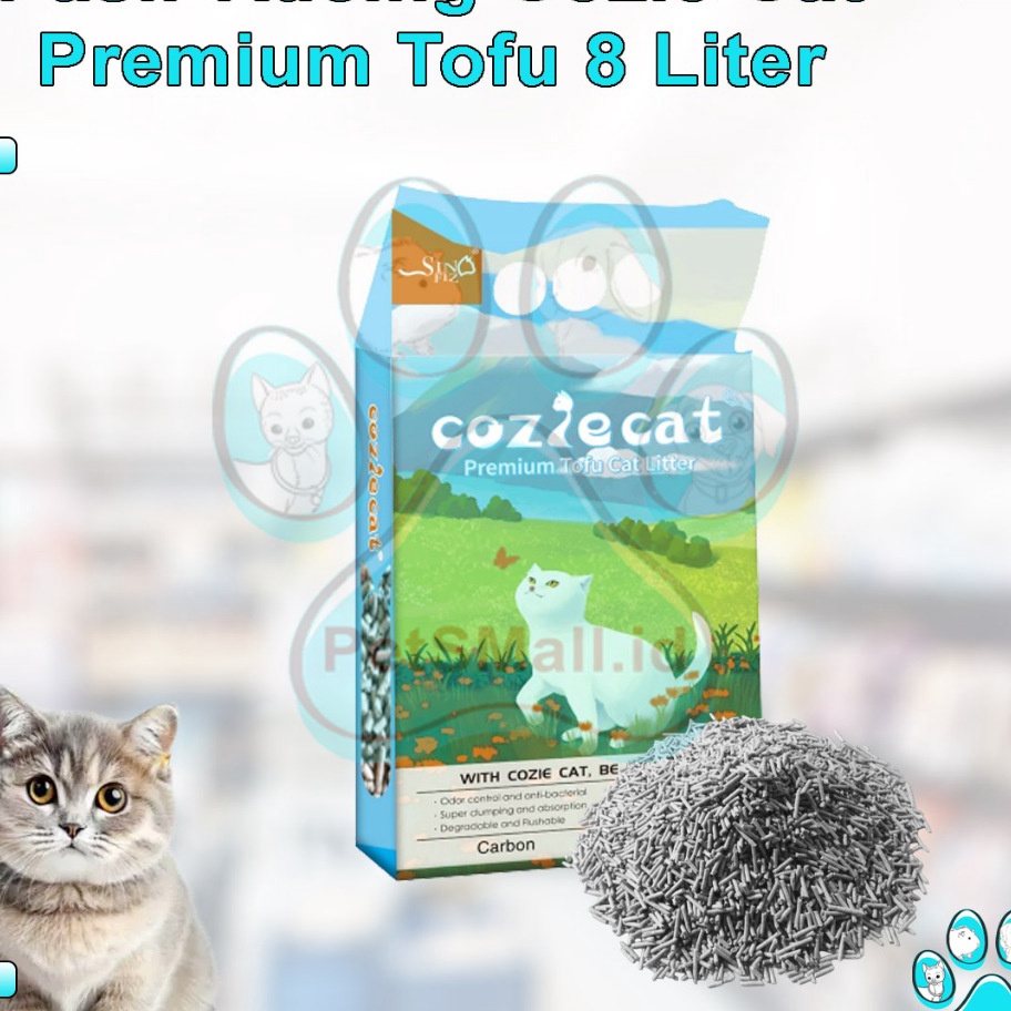 Kekinian Pasir Soya Tofu Cozie Cat 8 Liter  Pasir kucing Gumpal Wangi Tofu Soya Cozie Cat cat litter