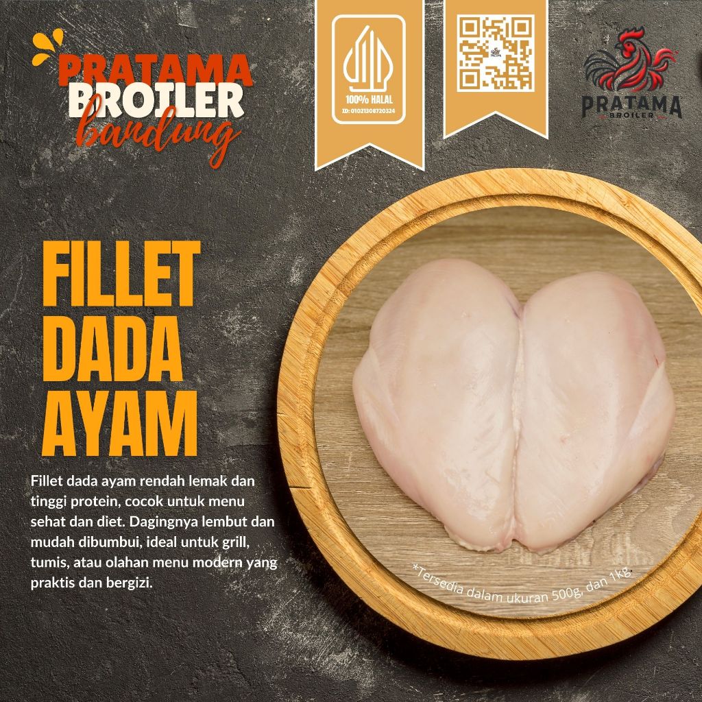 

Daging Boneless Fillet Dada Ayam Fillet 1kg - Pratama Broiler