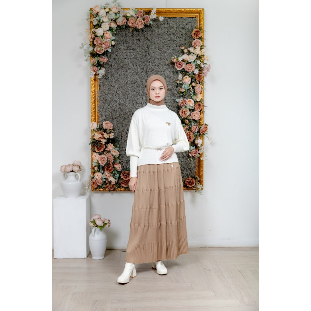 Difa Rok Lidi Wanita Plisket Polos Panjang Premium Skirt By Rania Fashion