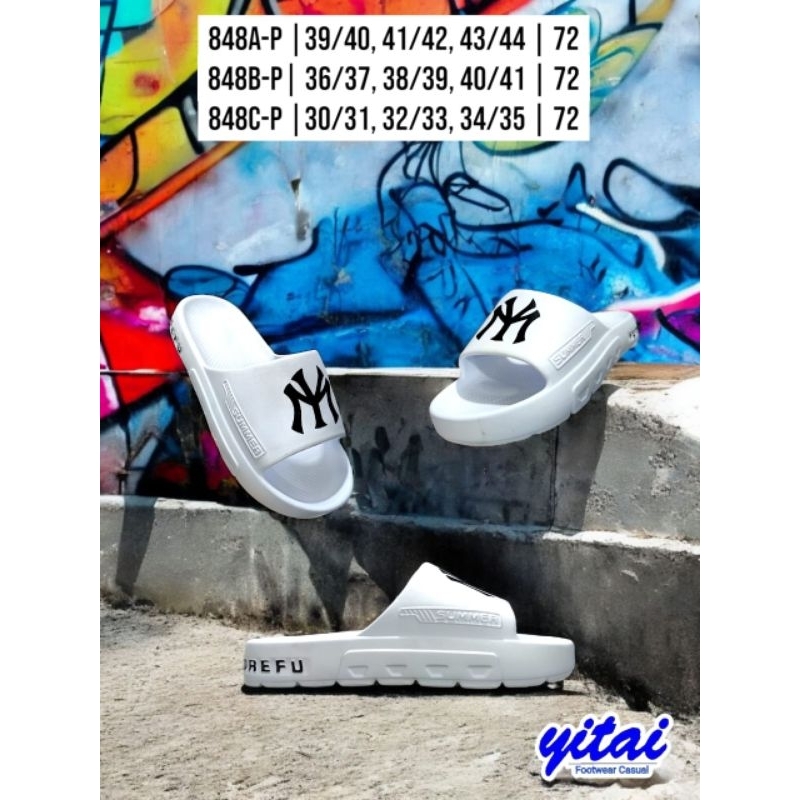 YITAI Sandal Selop Anak Remaja Terbaru Sendal Pria Kokop Flip Flop Full Putih MY Dewasa Anti Slip