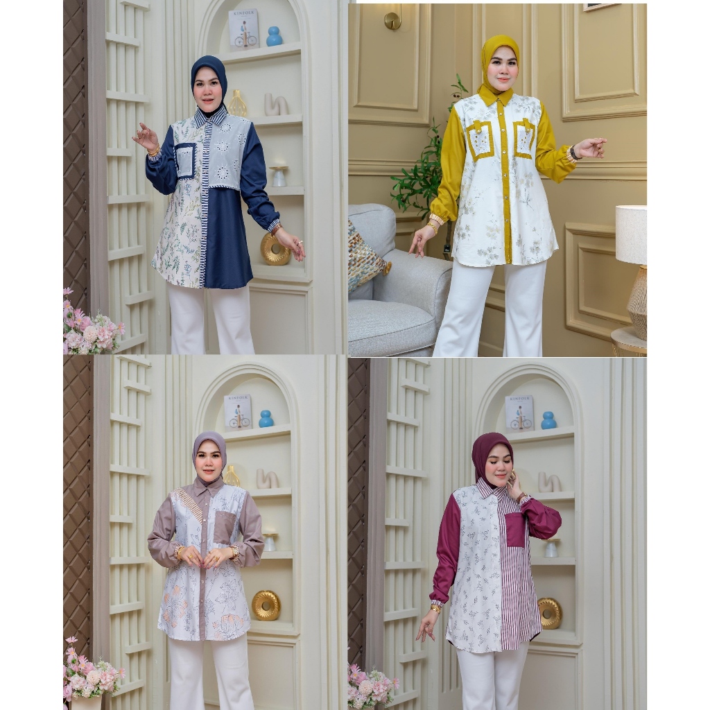 BLOUSE katun jepang original motif printing terbaru by Rubama