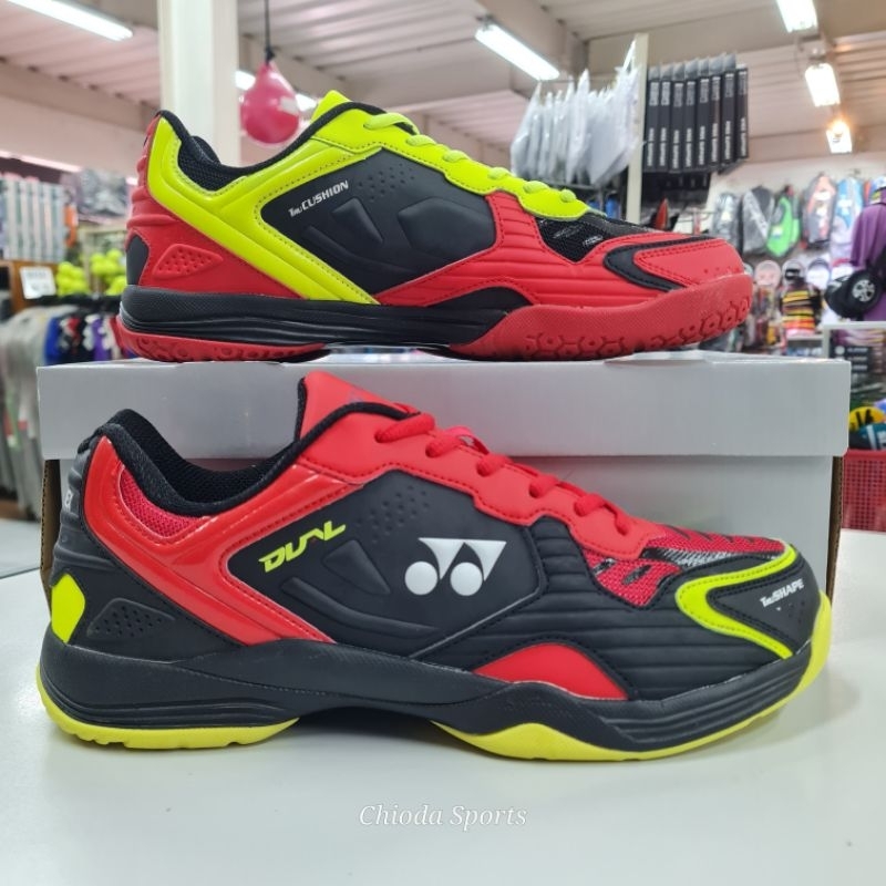 Sepatu Spatu Shoes Badminton Bulutangkis Yonex Dual Merah Hitam Original