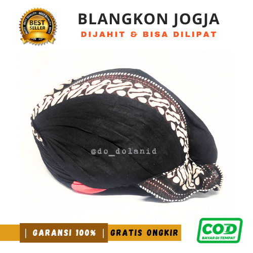 Blangkon Jogja Batik Lipat Dijahit Blankon Hitam Batik Halus Pria Dewasa