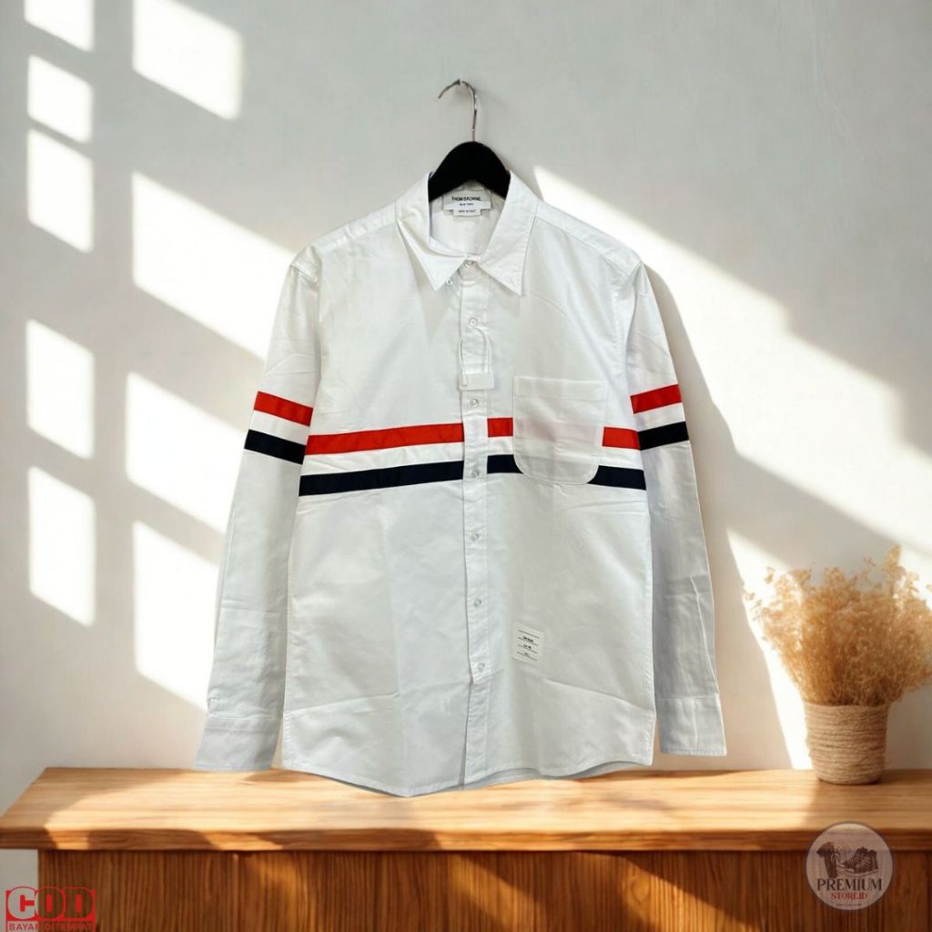 Kemeja Pria Import Lengan Panjang Motif Garis Horizontal Elegan | Size S-XXL