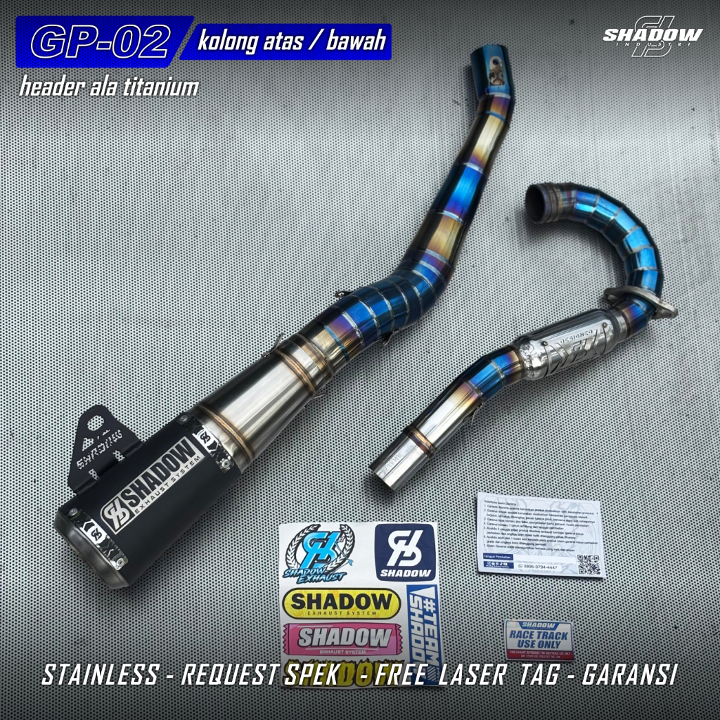 Knalpot CRF150 KLX150 WR155 type GP2 black titanium look Shadow Exhaust System