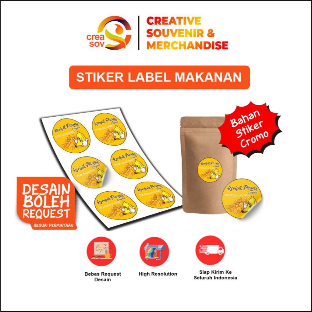 

Creasov – Sticker Keripik Pisang Krispy Cromo Bulat Label Makanan Murah Cetak Stiker Cromo Costum