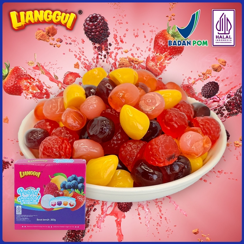 

120Pcs Lianggui Permen Kupas Rasa Buah HALAL Stroberi Mangga Jeruk Kenyal Manis Snack Kantor Piknik
