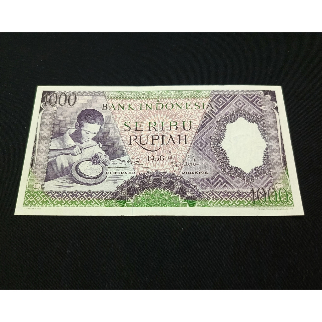 UANG KERTAS JADUL 1.000 RUPIAH VIOLET 1958