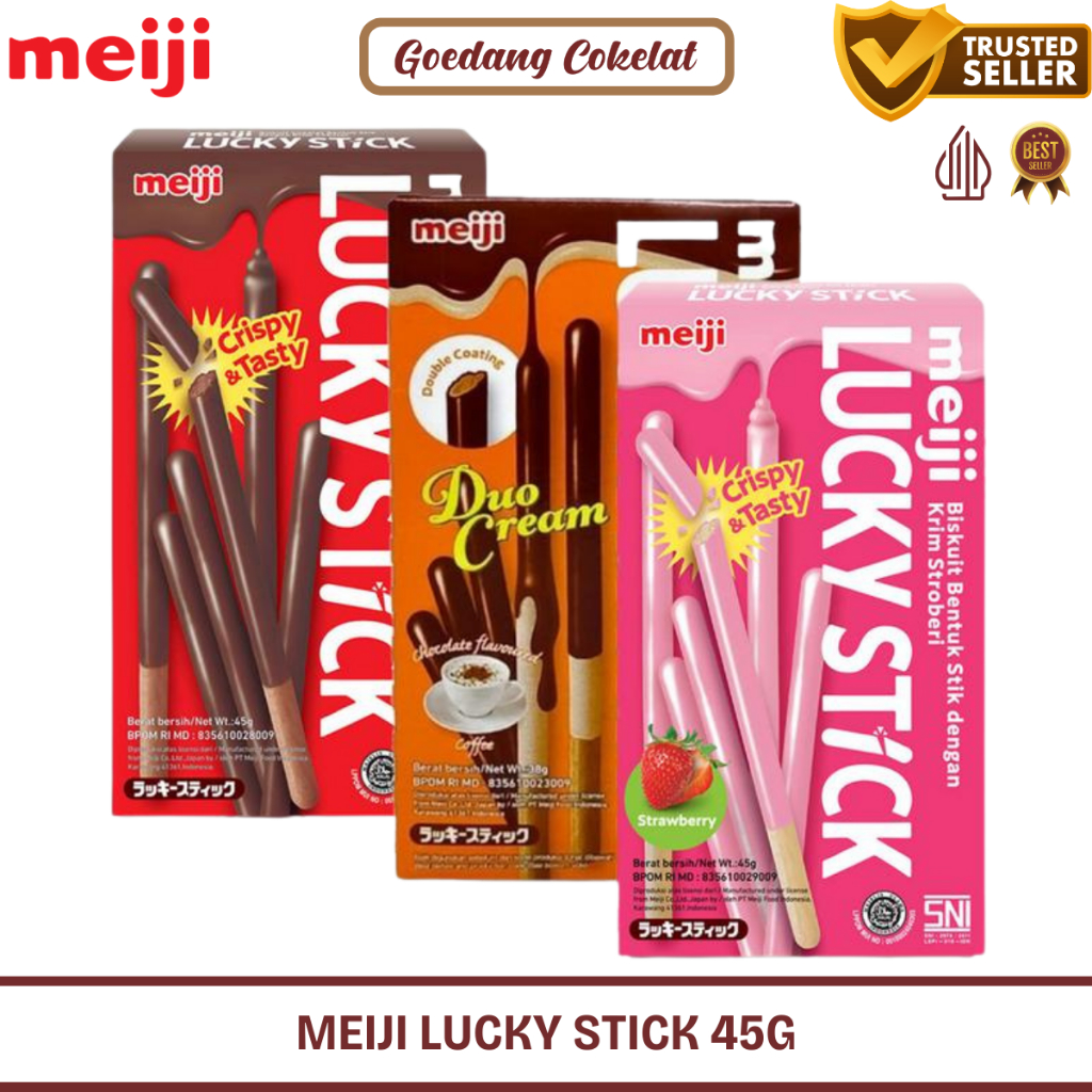 

Meiji Lucky Stick Premium Chocolate Biscuit Snack Ringan 45gr
