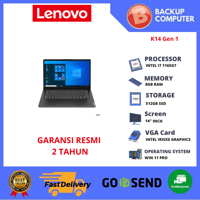 LAPTOP LENOVO Lenovo K14 Gen 1 21CS0018ID INTEL i7-1165G7 8GB RAM