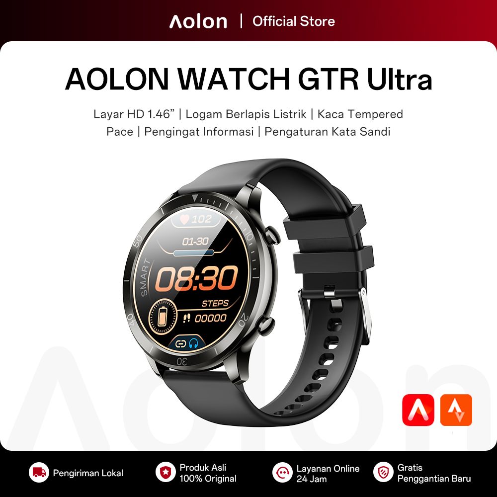 Aolon GTR Ultra Official Smartwatch Pria Original Pace IPS Screen 46mm Metal Smart Watch Heart&Rate 