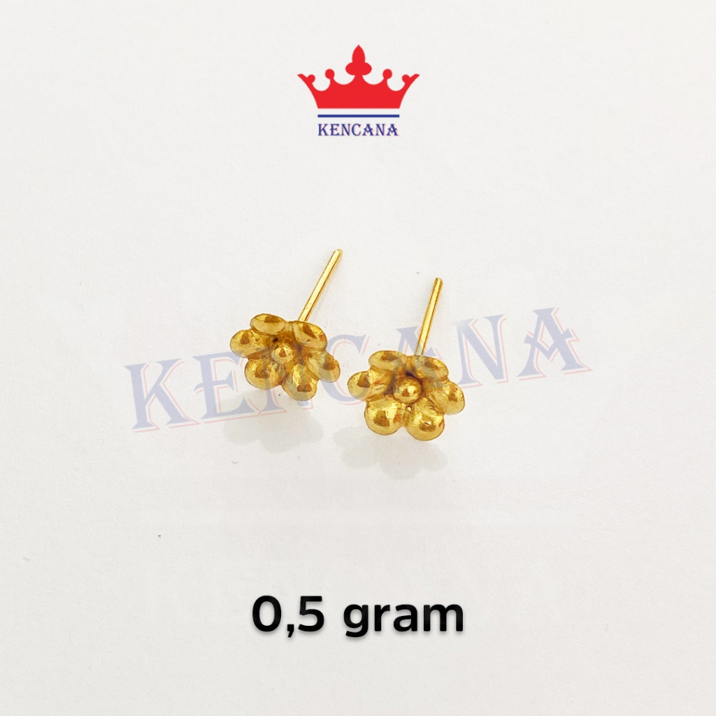 Anting Perak 925 Asli Tusuk/Giwang Kembang Anak & Dewasa Sepuh Emas 24k