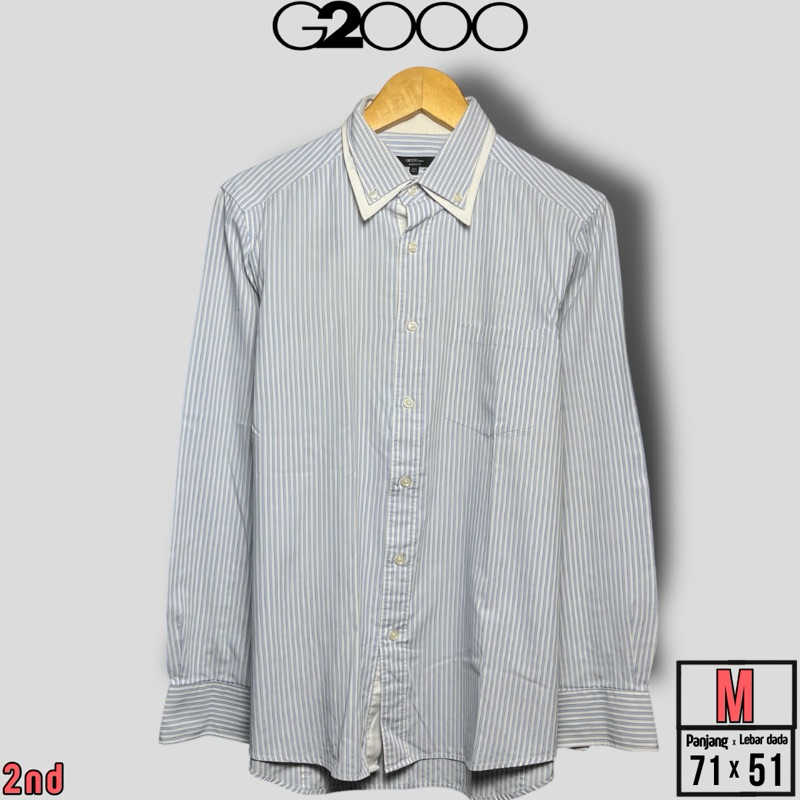 KEMEJA GARIS PRIA G2000 PUTIH BIRU SIZE M
