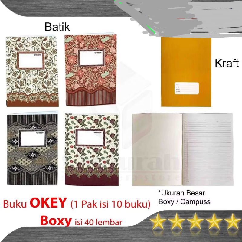 

1 Pack 10 Buku Tulis Boxi Campus Motif Batik Campur 40 Lembar