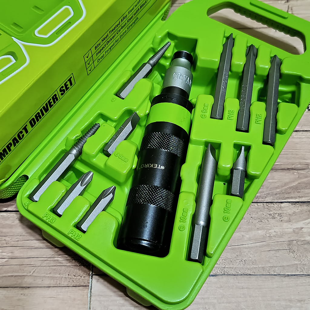 Obeng Ketok Tekiro 1 Set Lengkap / Obeng Impact Driver Set 11 Pcs Tekiro 1 Box / Obeng Getok Tekiro 