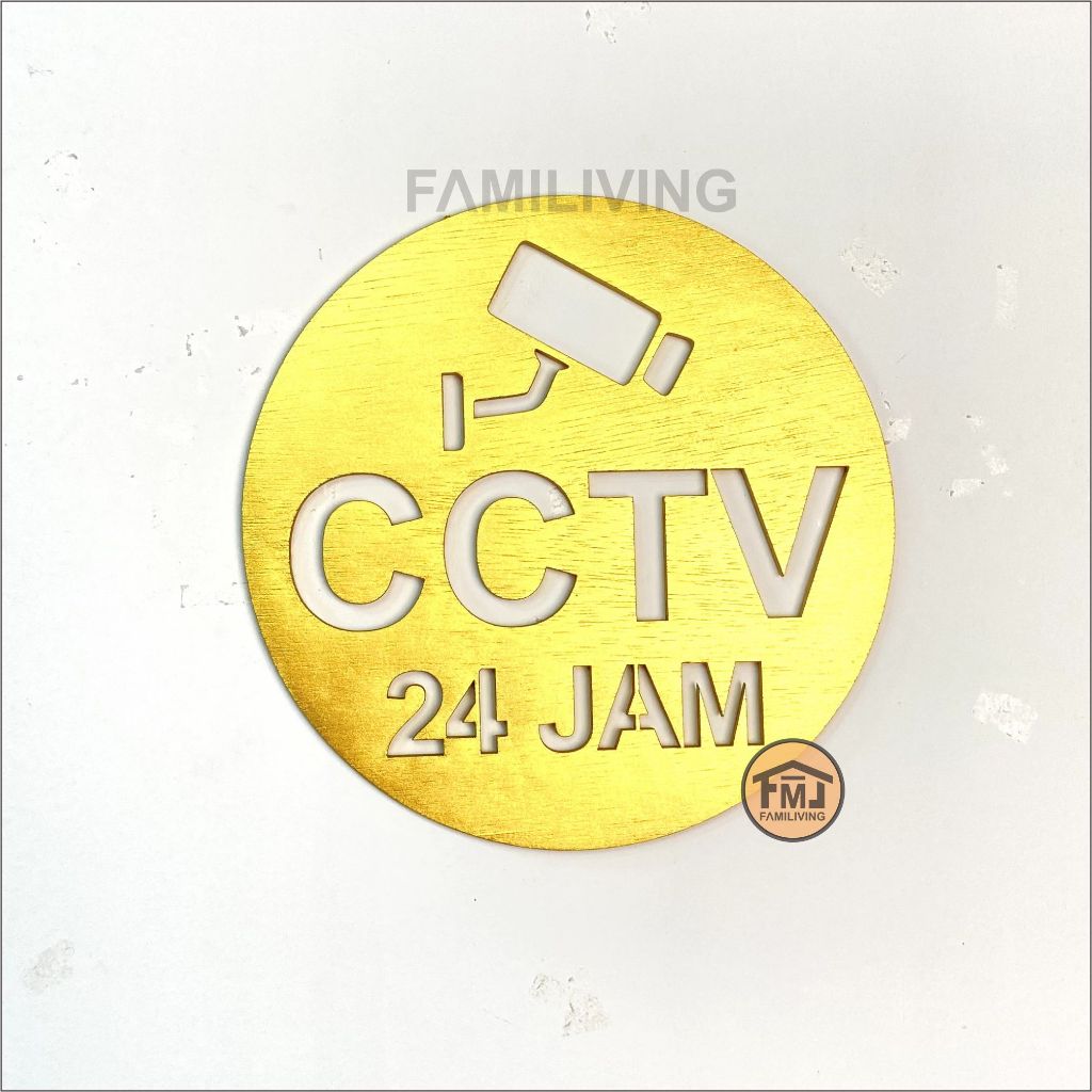 Tulisan Timbul Ukir CCTV 24 JAM Bulat Estetik Walldecor Dinding Tempel Kayu Pajangan Dinding