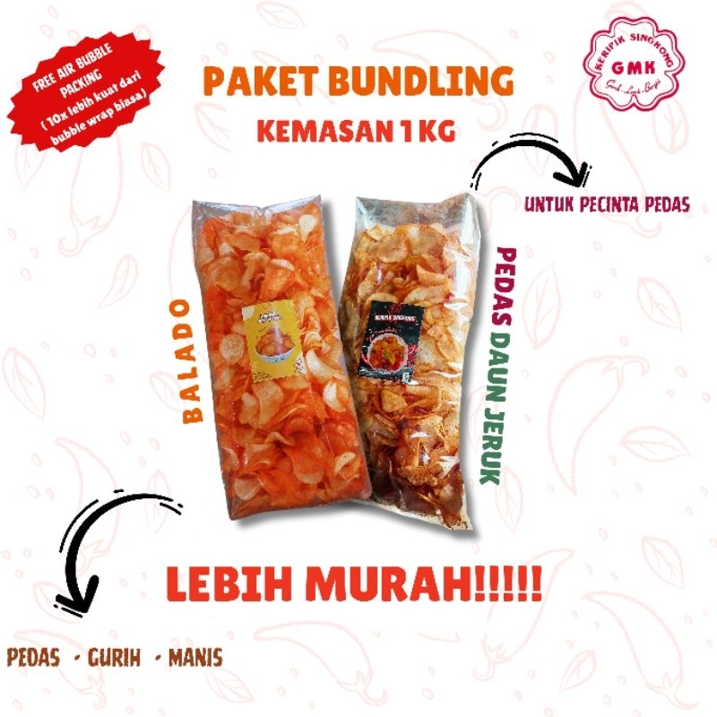 

GMK Keripik Singkong Balado Paket Bundling 1 Kg Kripik Singkong Balado Ekonomis
