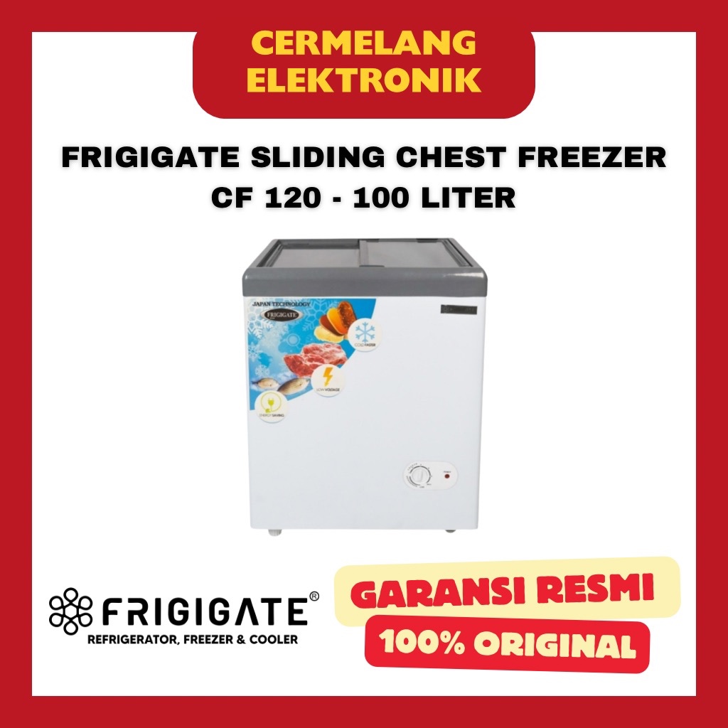 CHEST FREEZER FRIGIGATE 100 LITER - CF 120 SDF / KULKAS FROZEN FOOD / KULKAS DISPLAY SLIDING DOOR