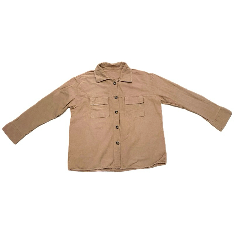 PRELOVED May Outfit Linen Shirt Kemeja Coklat Terracota