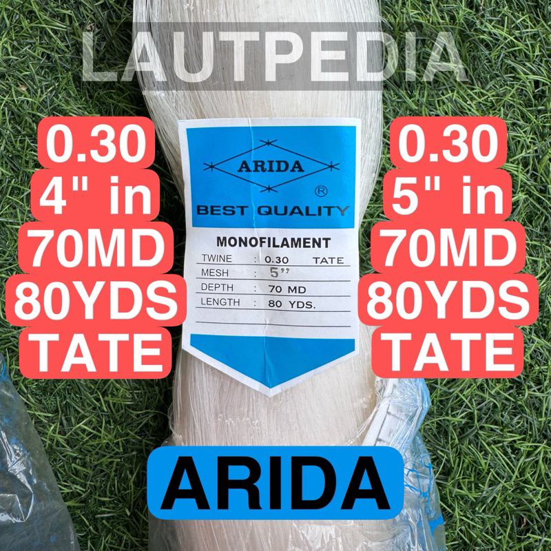 Jaring ikan ARIDA 0.30 4” & 5” 70x80 TATE