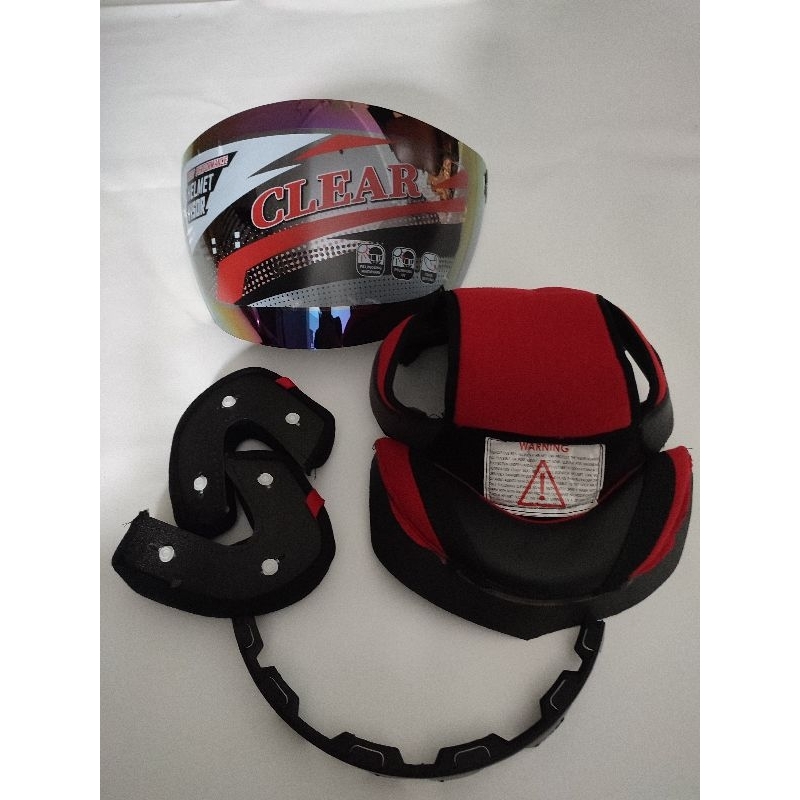 Busa nhk predator fullset kancing plastik / busa nhk doble visor+ kaca helm nhk predator 2 vidor