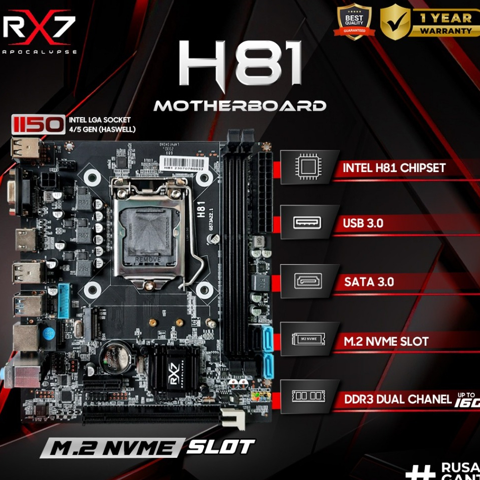 Motherboard RX7 H81 LGA 1150 DDR3 Mainboard H81 SUPPORT NVME