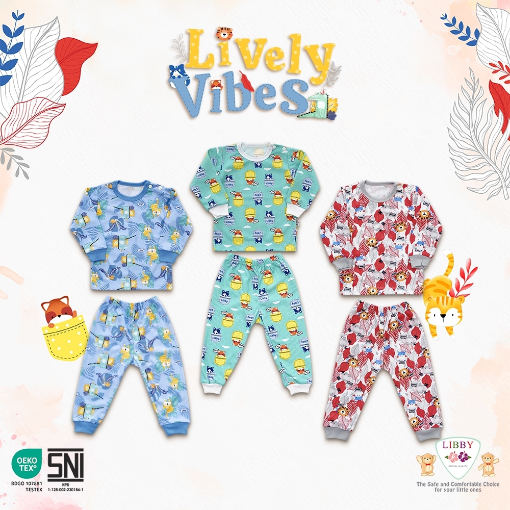 Libby Baby Setelan Panjang motif Libby Baby Setelan Panjang motif GLOWY PALS Kancing Pundak