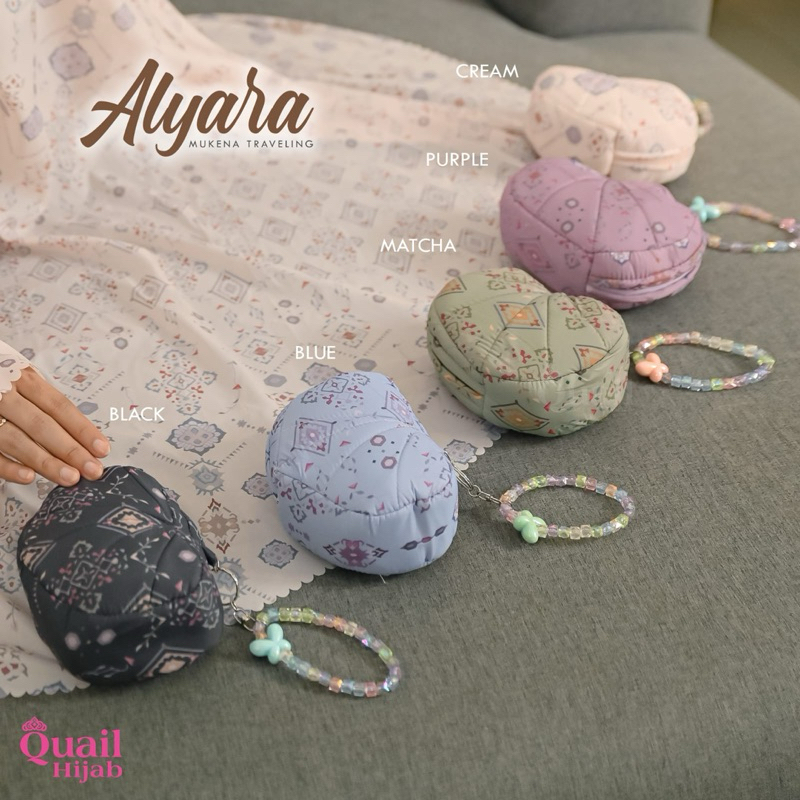 Alyara Mukena Travelling Material Tafetta Korea Original Quail Hijab Mukenah Travel Alyara Quail