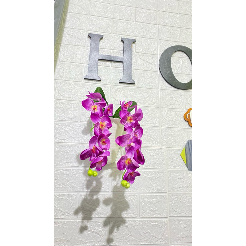 Bunga anggrek dinding anggrek gantung plastik set pot plastik