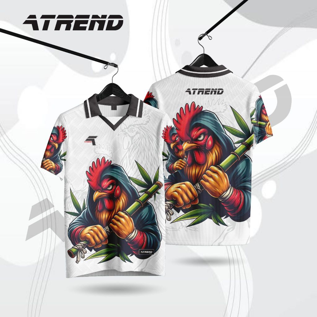 ATREND AT100 JERSEY AYAM JAGO FULL PRINTING KAOS ADU AYAM BANGKOK / JERSEY RETRO / BAJU SEHARI-HARI