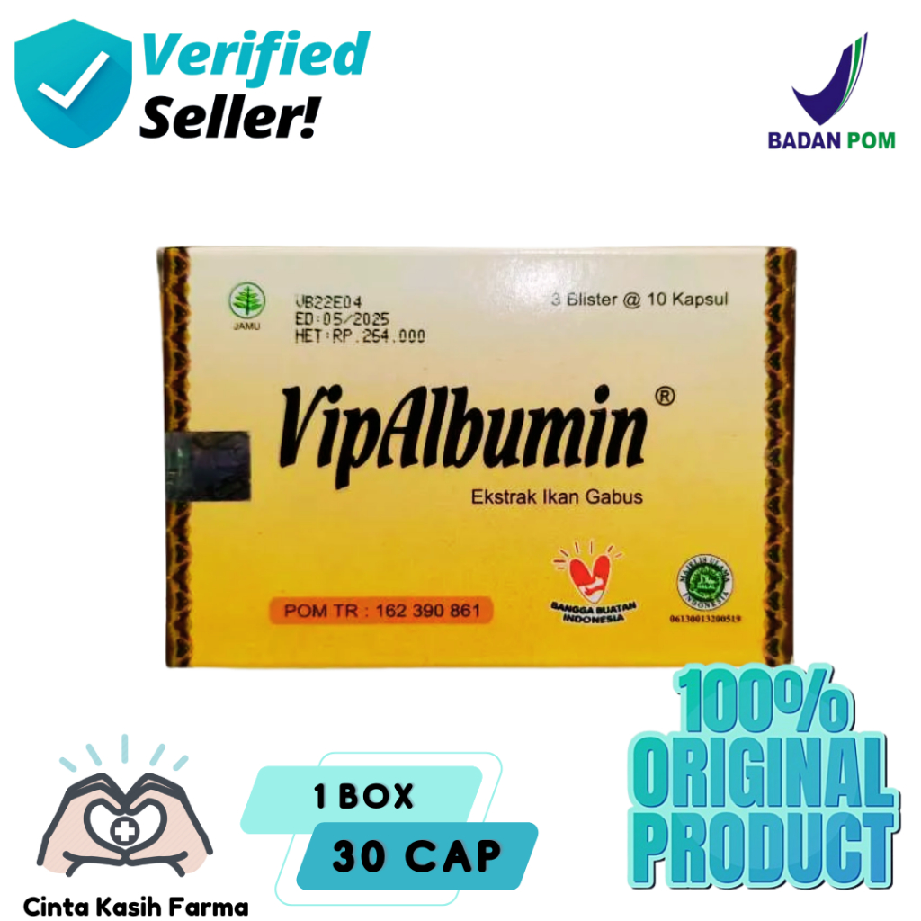 Vipalbumin Obat Tradisional Ekstrak Ikan Gabus Box 30 Kapsul Penyembuhan Bekas Luka