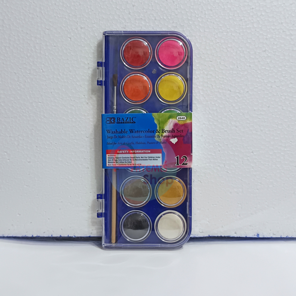 

Cat Air / Water Colours Cake BAZIC 2640 12 Warna + Bonus Kuas Lukis