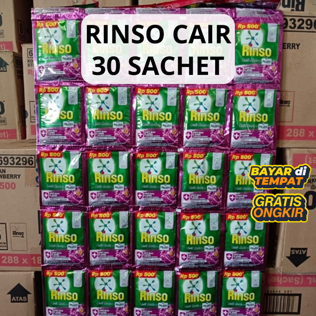 30 SACHET RINSO CAIR SACHET 500 perak DETERJEN CAIR GROSIR MURAH  - BISA COD GRATIS ONGKIR