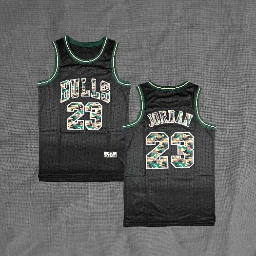 BORDIR Baju Jersey Basket Michael Jordan Bulls Classic Black Camo