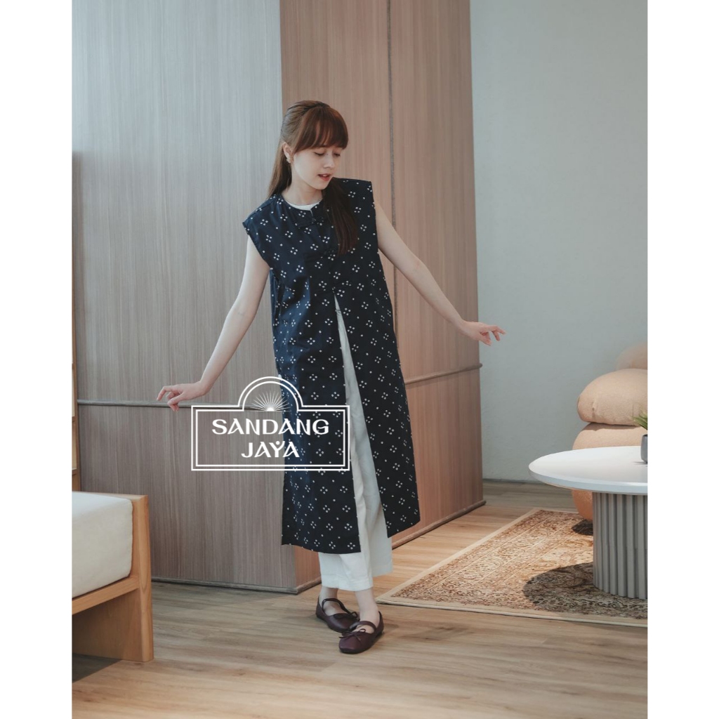 SANDANG JAYA - Long Tunik Sleeveless Bunga Atasan Batik Wanita Terbaru Outfit Kondangan Hangout Tren