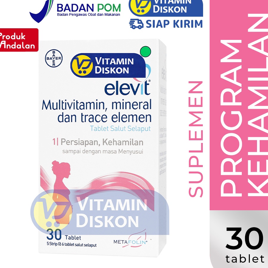 Limited ELEVIT MULTIVITAMIN MINERAL TRACE ELEMEN DAN VITAMIN D3 1 IU  PROMIL ASAM FOLAT KEHAMILAN 3 